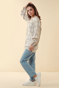 Zeen Yarn Dyed Western Top - Off White