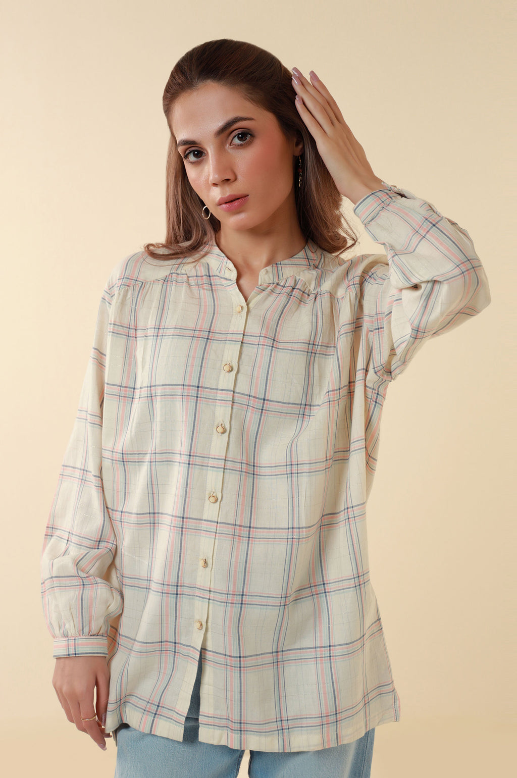 Zeen Yarn Dyed Western Top - Off White