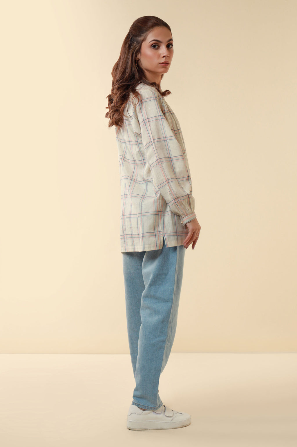 Zeen Yarn Dyed Western Top - Off White