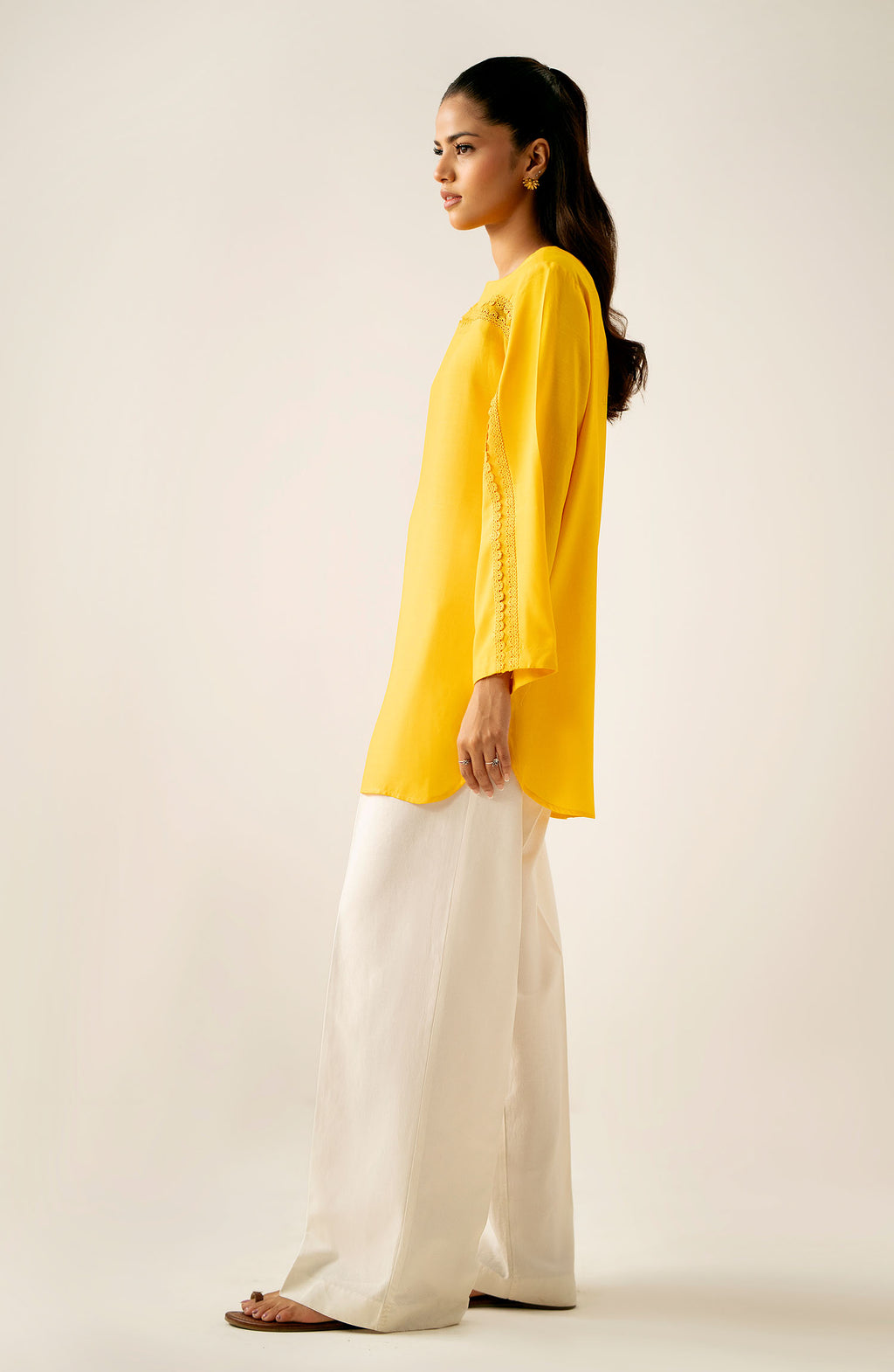 Dyed Raw Silk Western Top