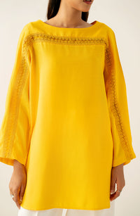 Dyed Raw Silk Western Top