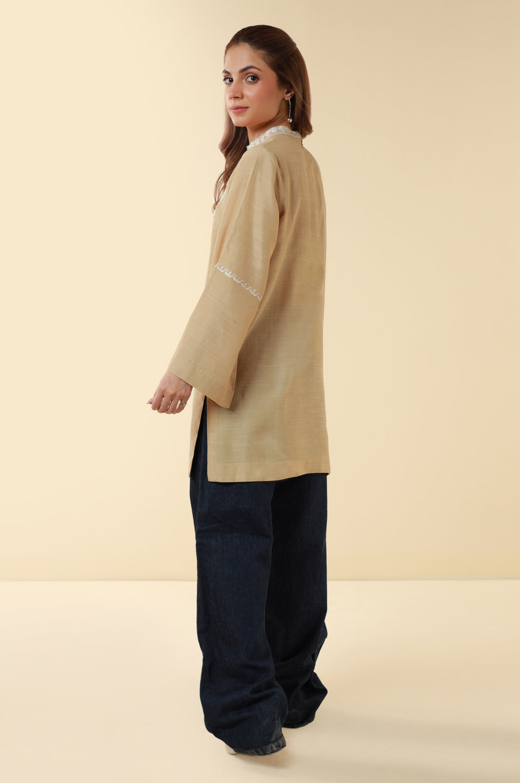 Embroidered Raw Silk Western Top