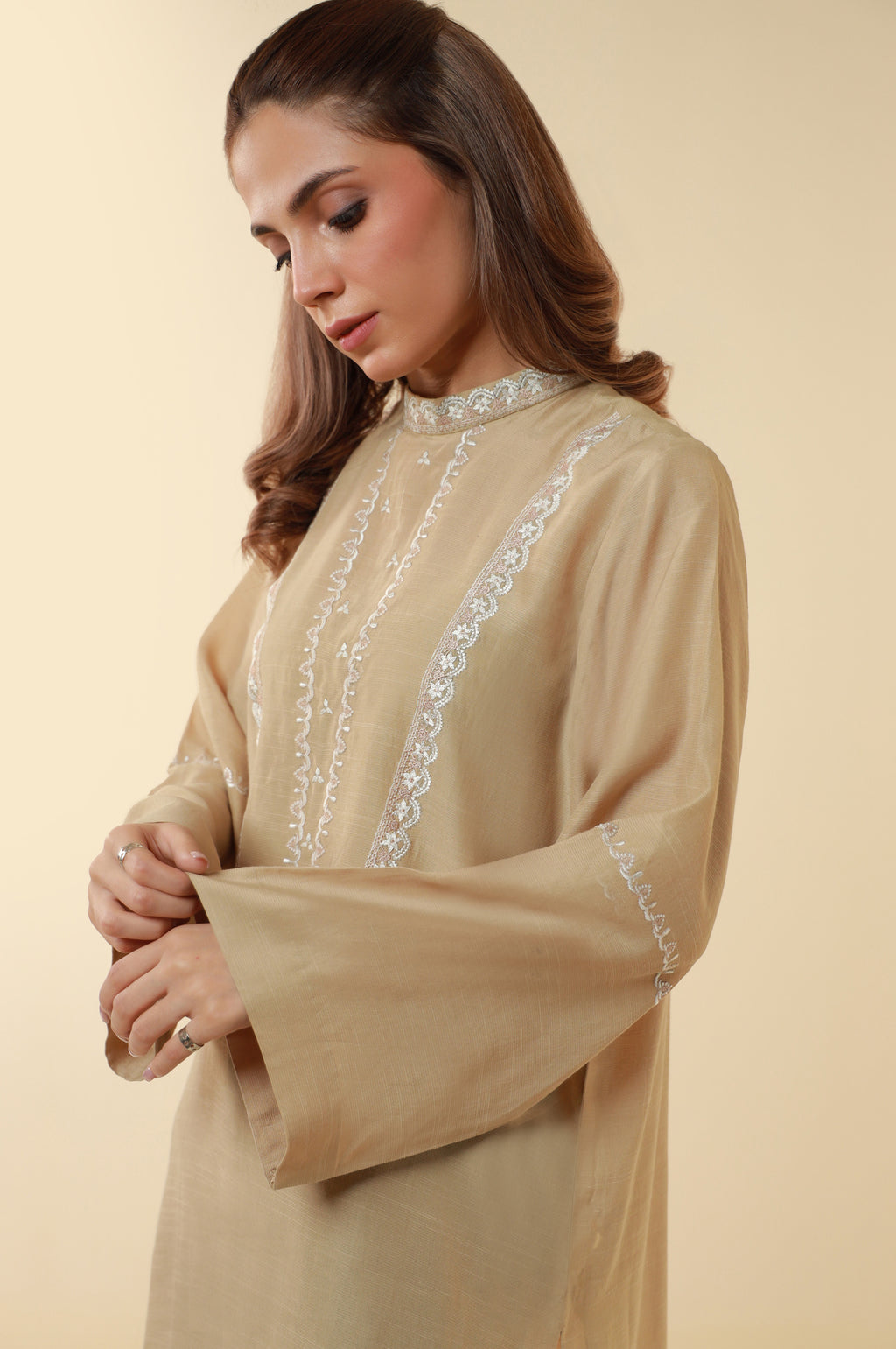 Embroidered Raw Silk Western Top