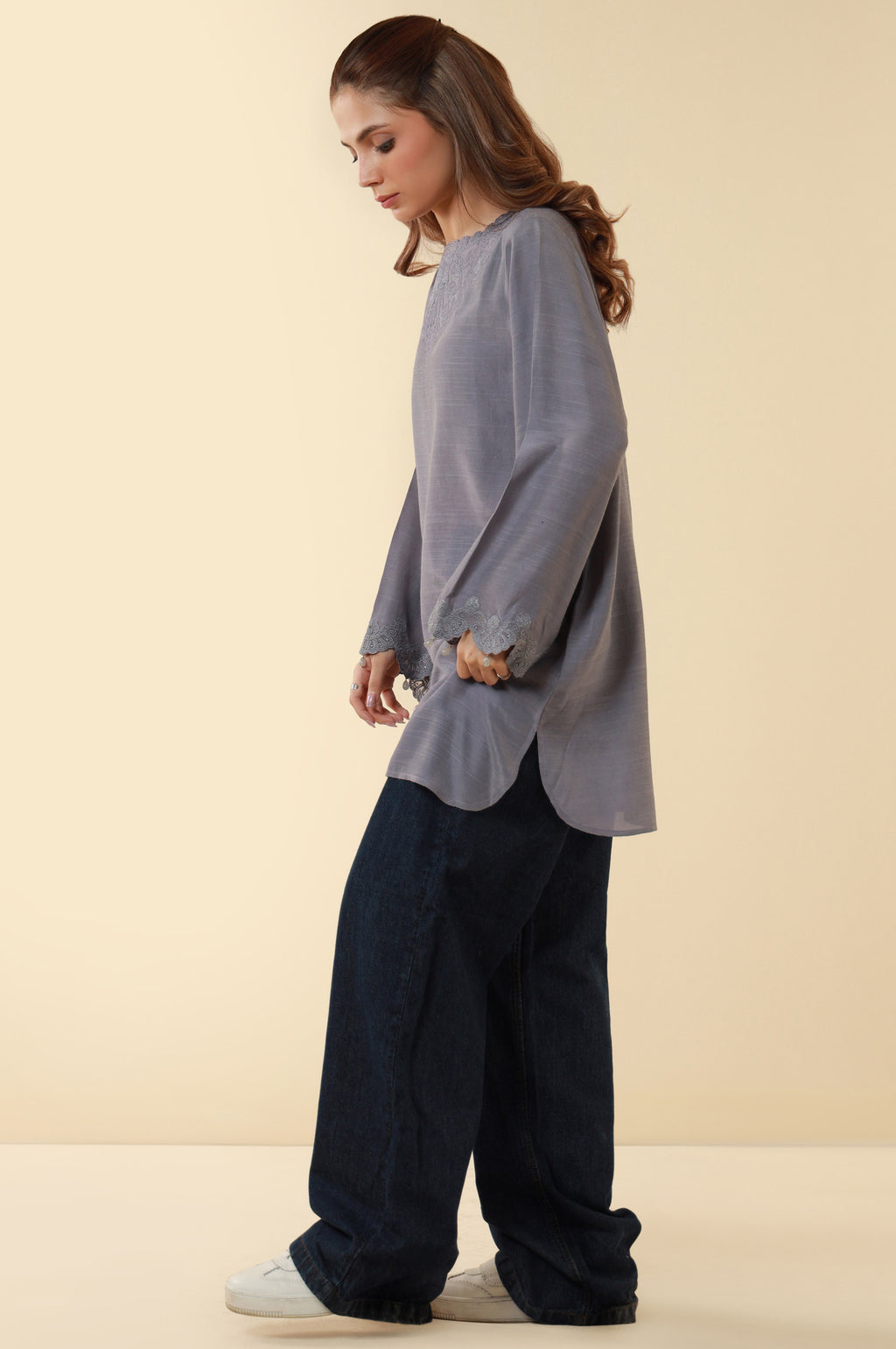 Embroidered Raw Silk Western Top