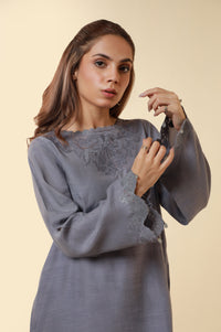 Embroidered Raw Silk Western Top