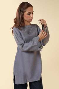 Embroidered Raw Silk Western Top