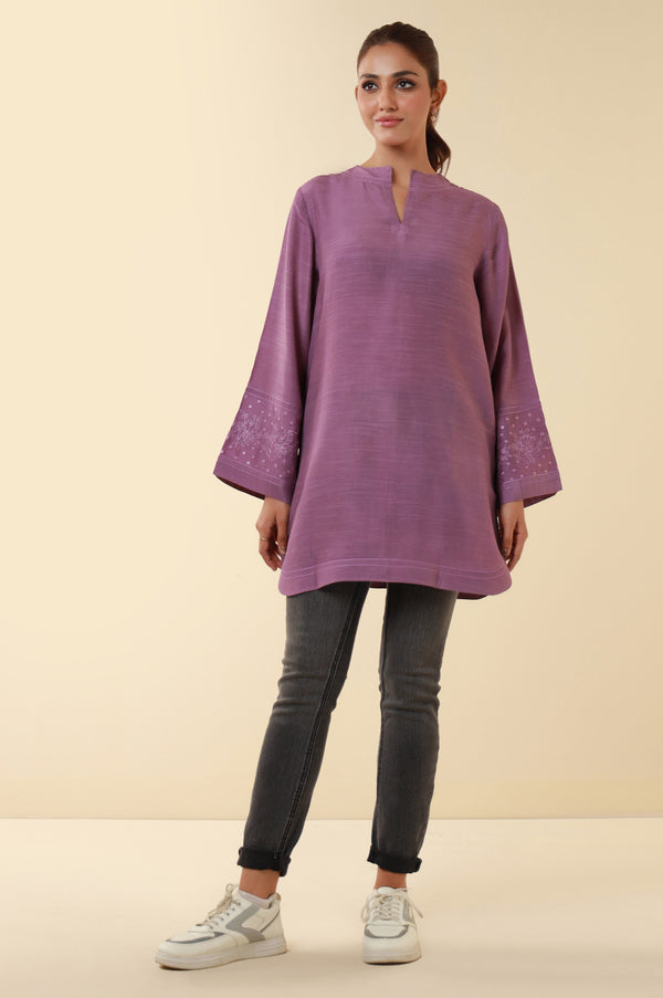 Embroidered Raw Silk Western Top