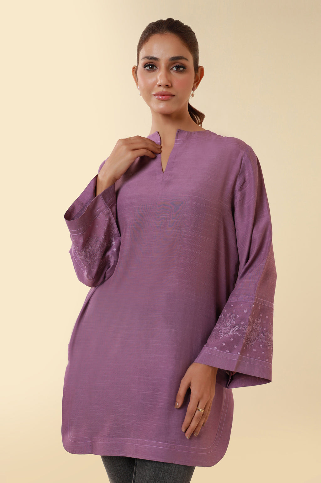Embroidered Raw Silk Western Top