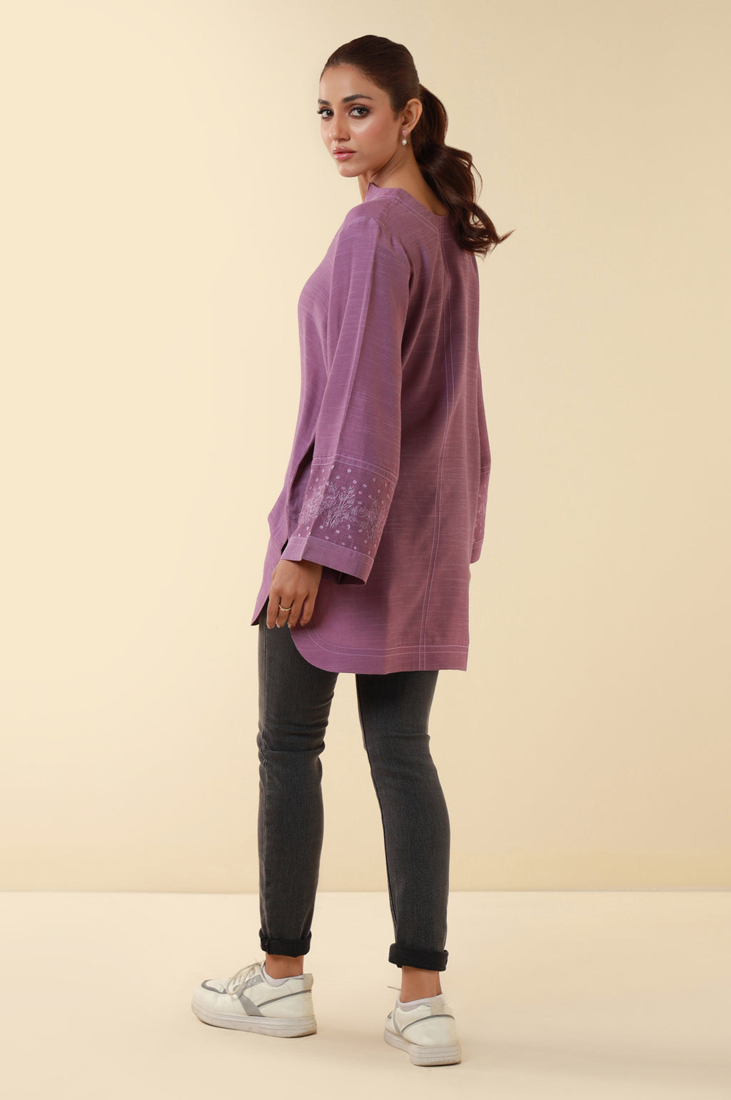 Embroidered Raw Silk Western Top