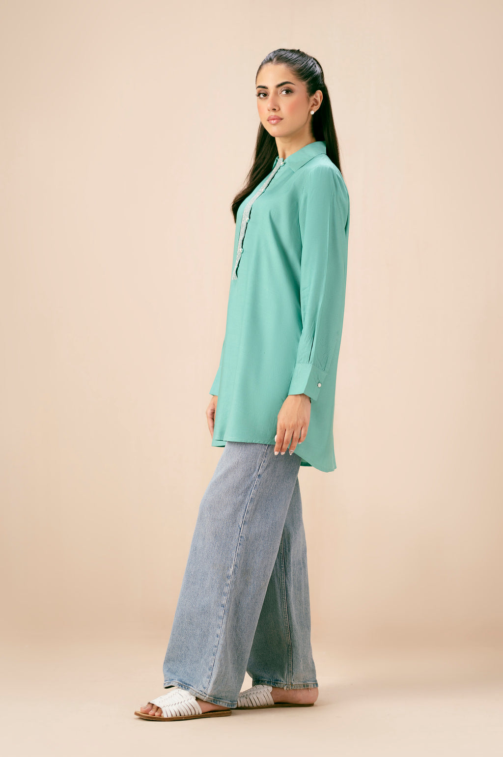 Embroidered Raw Silk Western Top