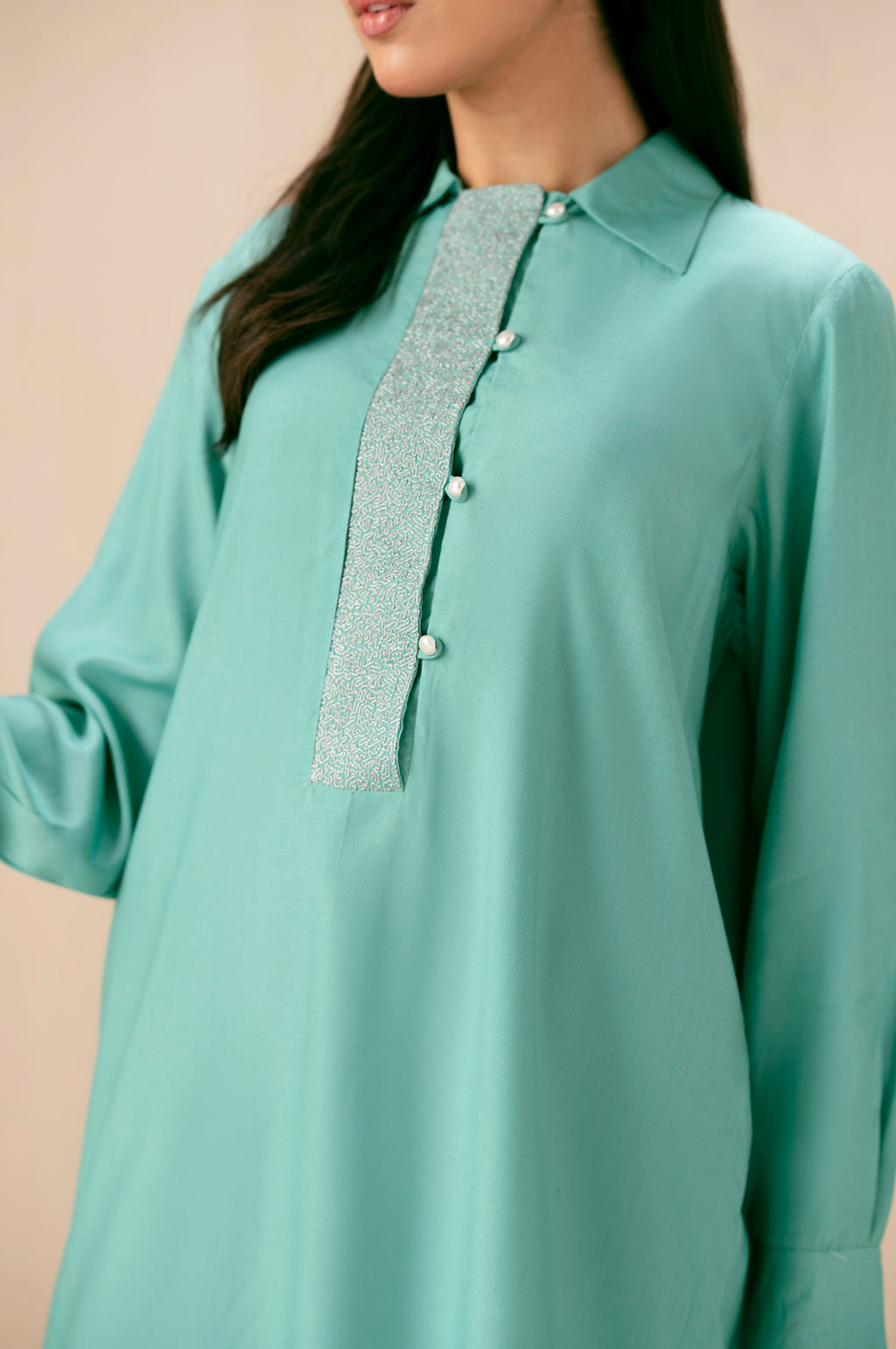 Embroidered Raw Silk Western Top