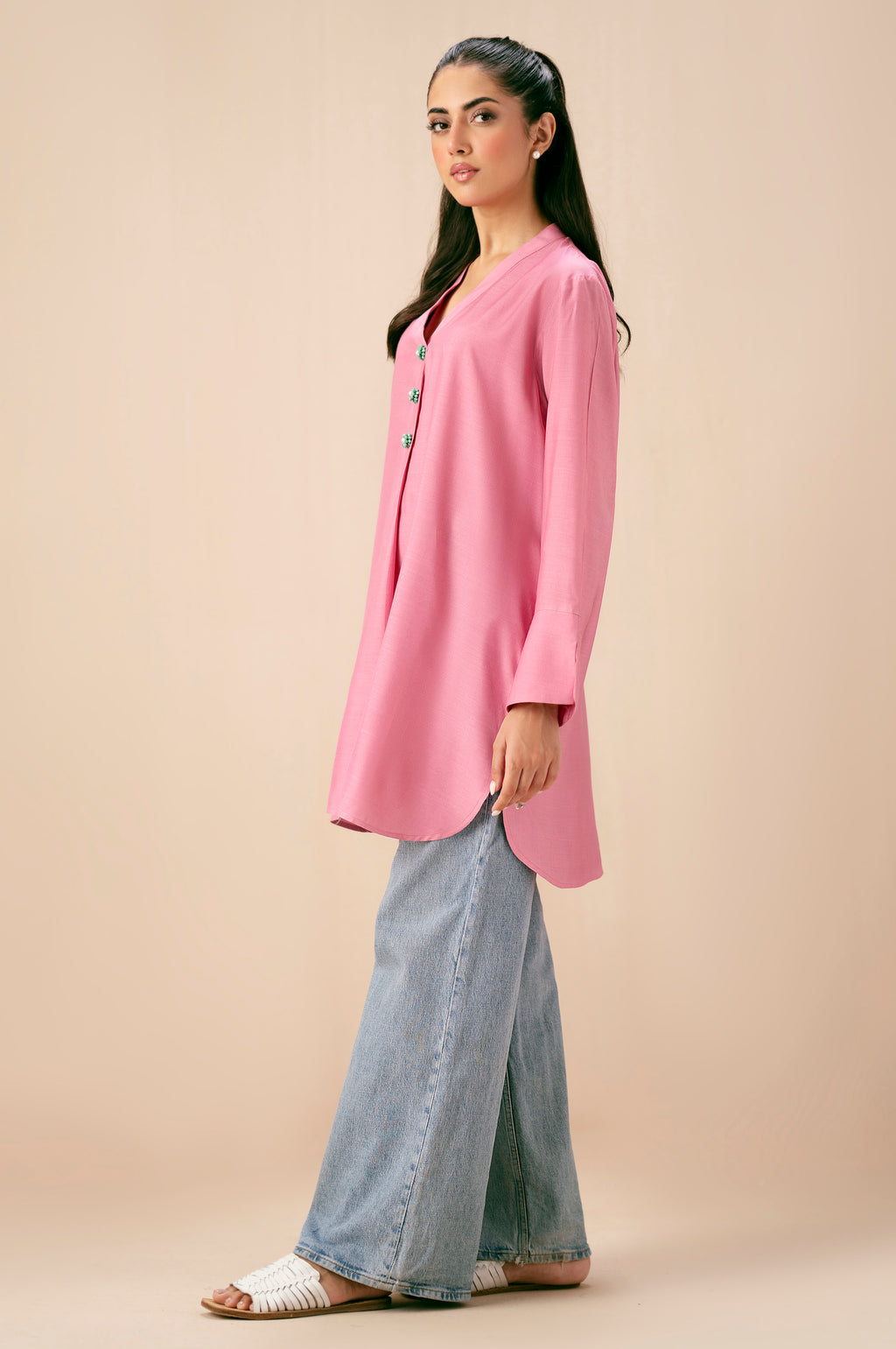 Dyed Raw Silk Western Top