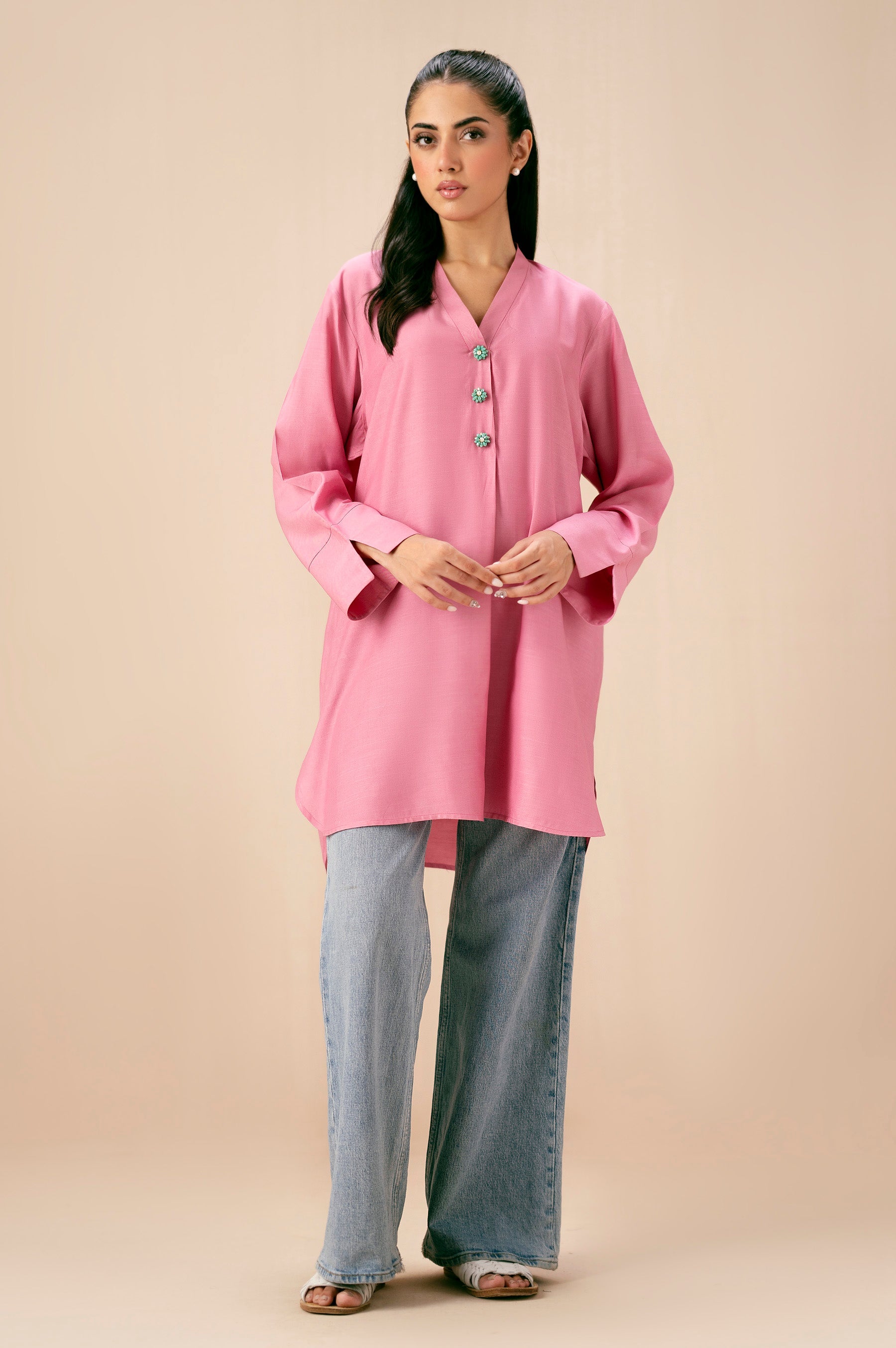 STITCHED DYED RAW SILK TOP (FACTORY E-OUTLET)