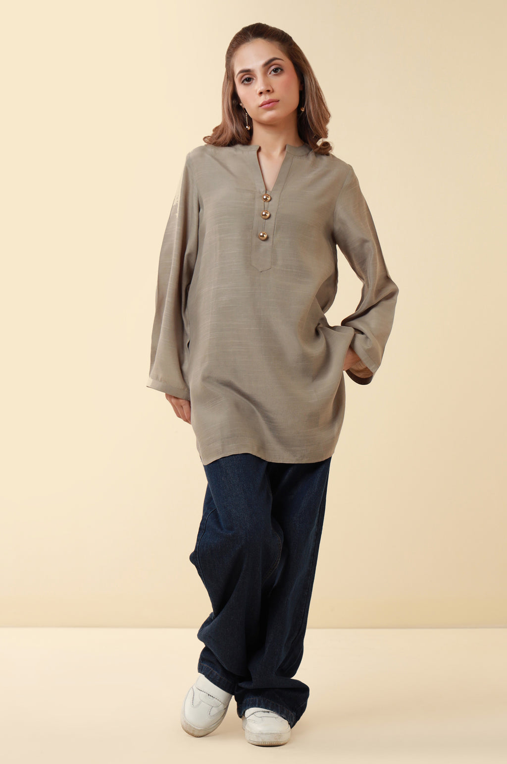 Dyed Raw Silk Western Top