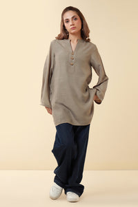 Dyed Raw Silk Western Top