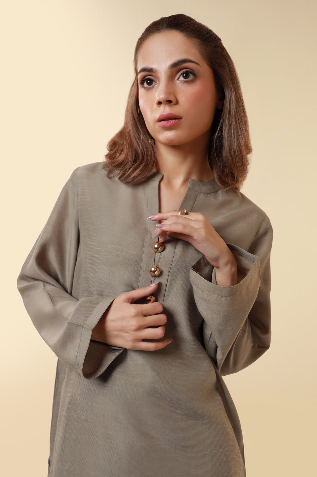 Dyed Raw Silk Western Top