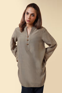 Dyed Raw Silk Western Top