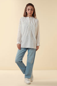 Dyed Embroidered Chiffon Western Top