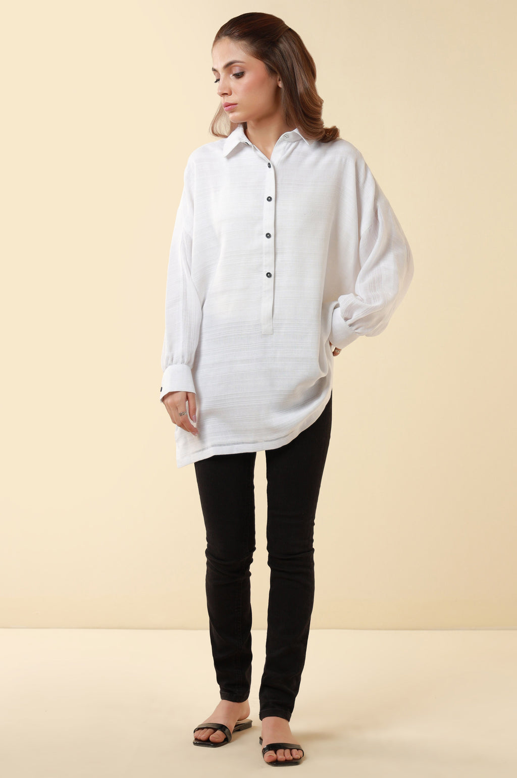 Dyed Textured Cotton Western Top