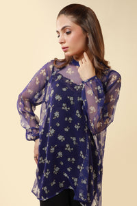 Zeen Western Printed Chiffon Top