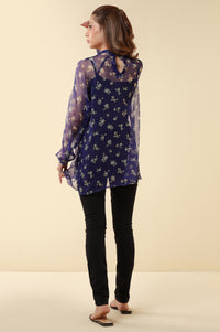 Zeen Western Printed Chiffon Top