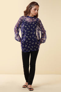 Zeen Western Printed Chiffon Top