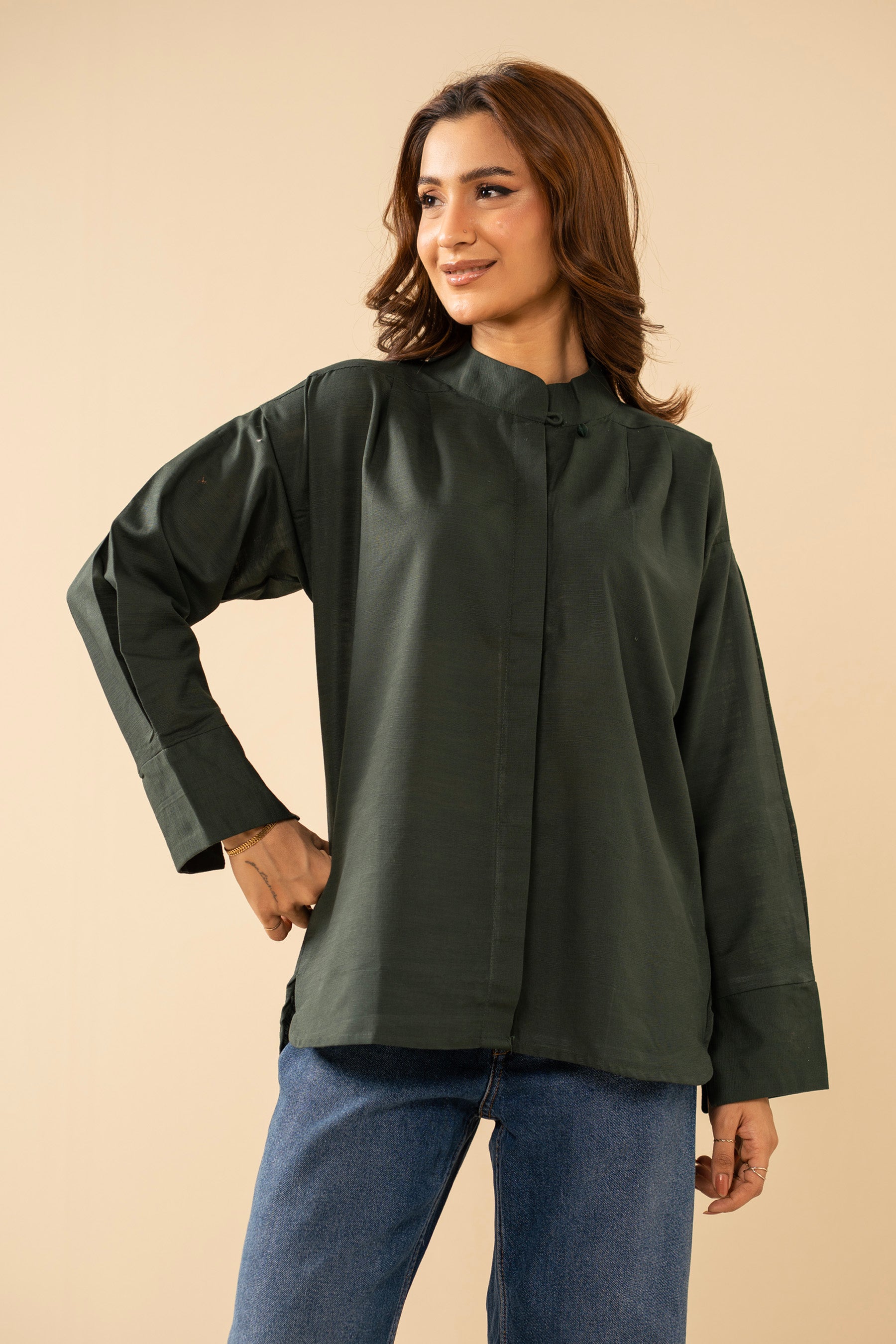 Stitched 1 Piece Stylized Yarn Dyed Shirt (FACTORY E-OUTLET)
