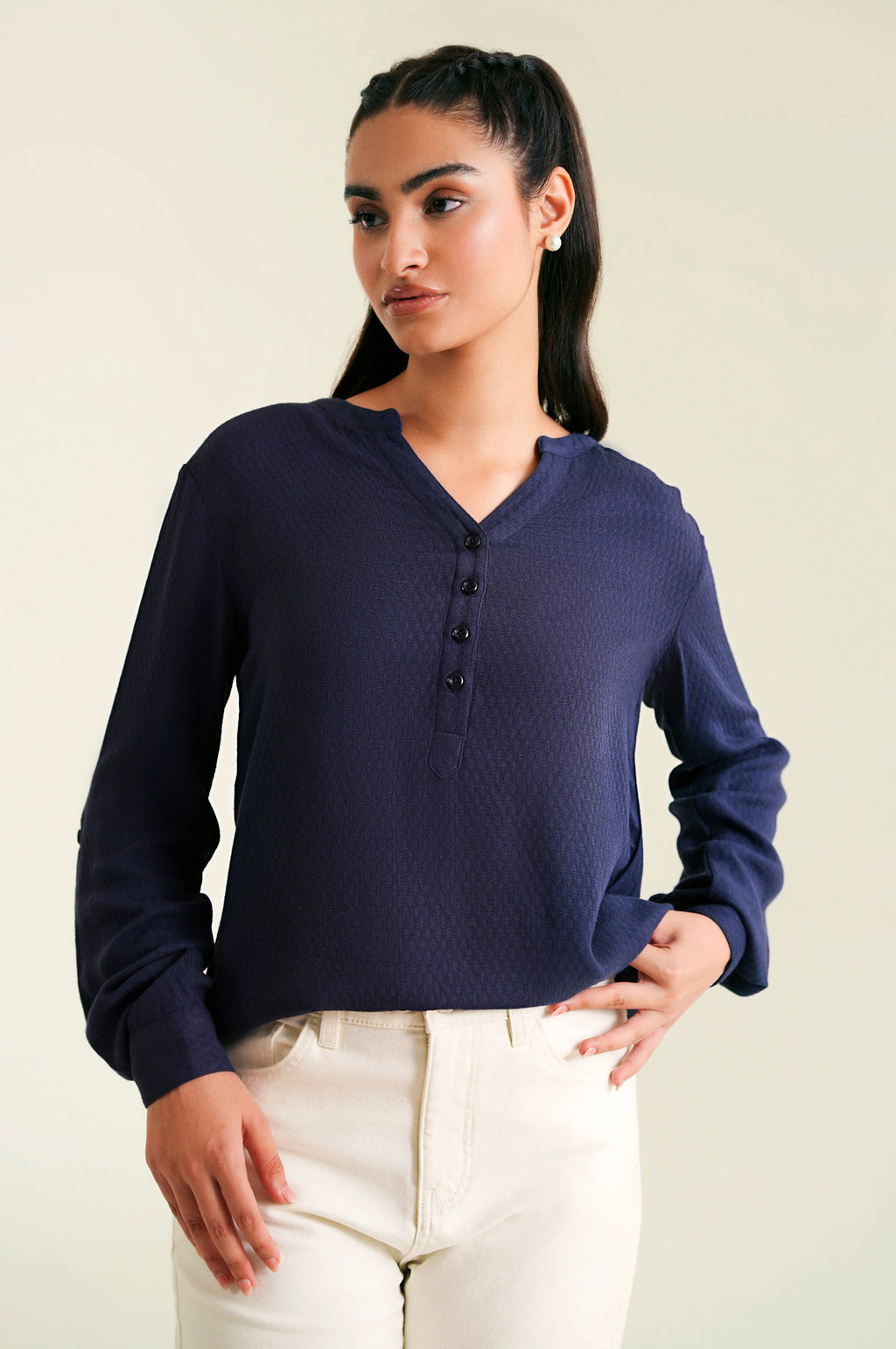 Stitched 1 Piece Textured Yarn Dyed Top