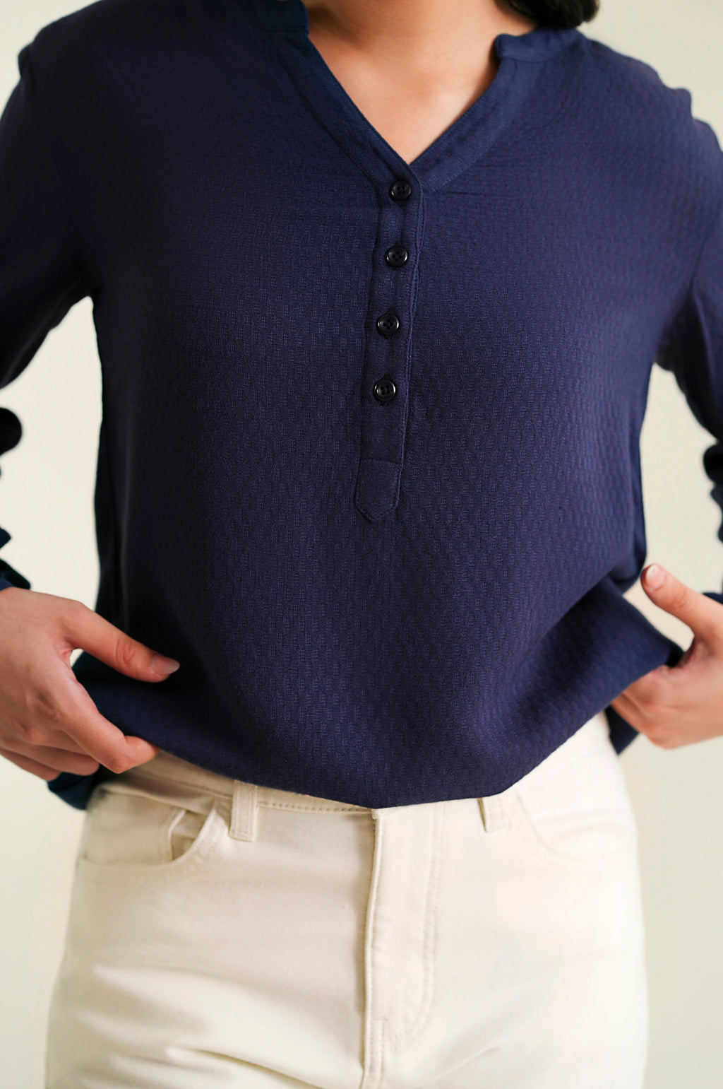Stitched 1 Piece Textured Yarn Dyed Top