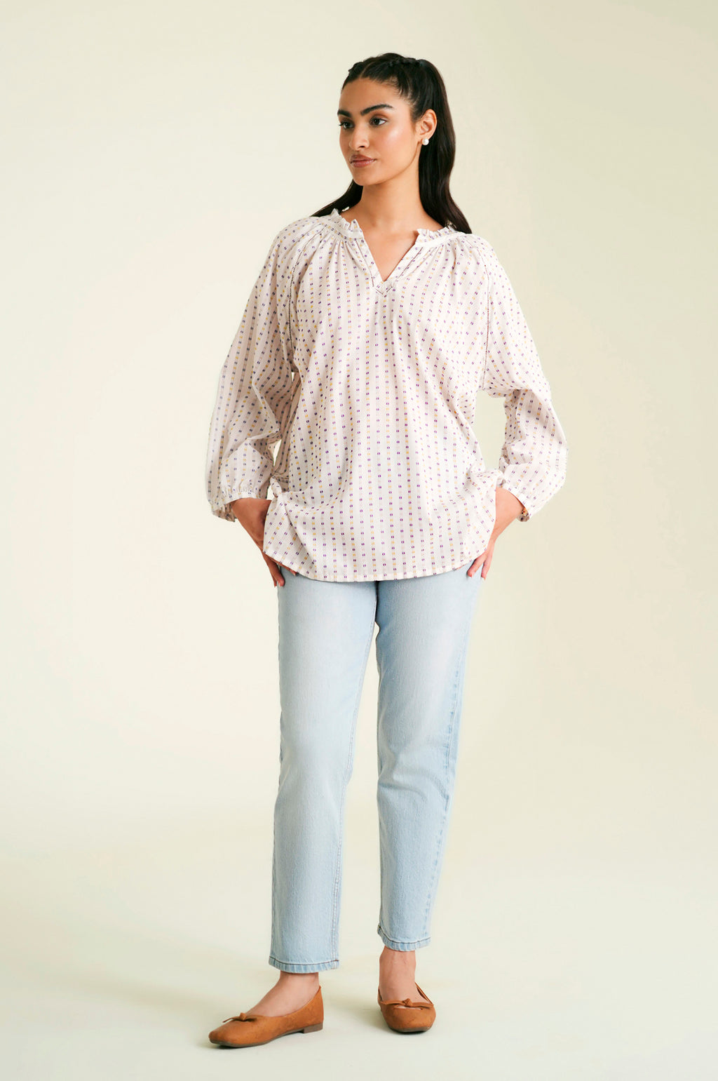 Stitched 1 Piece Stylized Yarn Dyed Ethnic Top