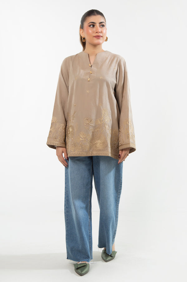 EMBROIDERED DOBBY TOP