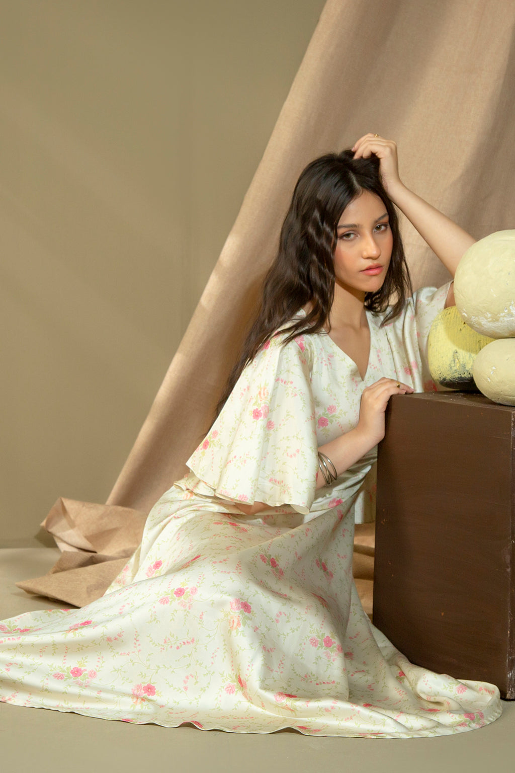 PRINTED SATIN SILK DRESS