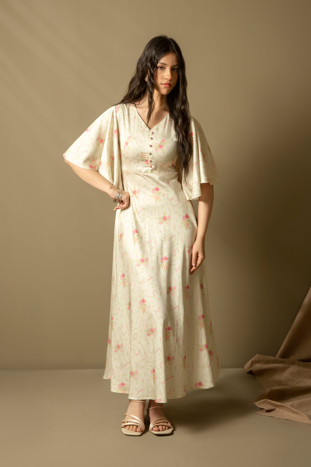 PRINTED SATIN SILK DRESS