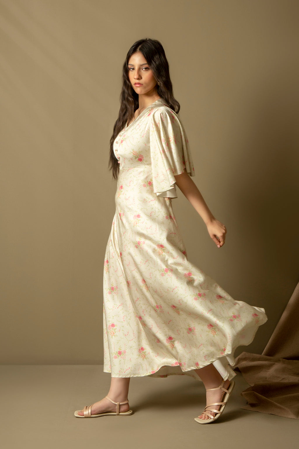 PRINTED SATIN SILK DRESS