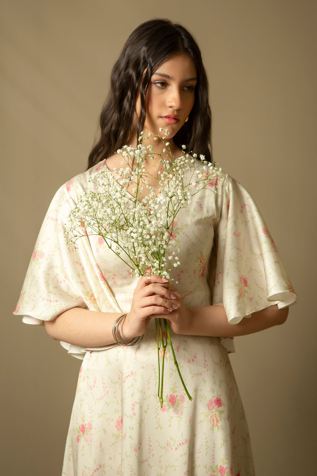 PRINTED SATIN SILK DRESS