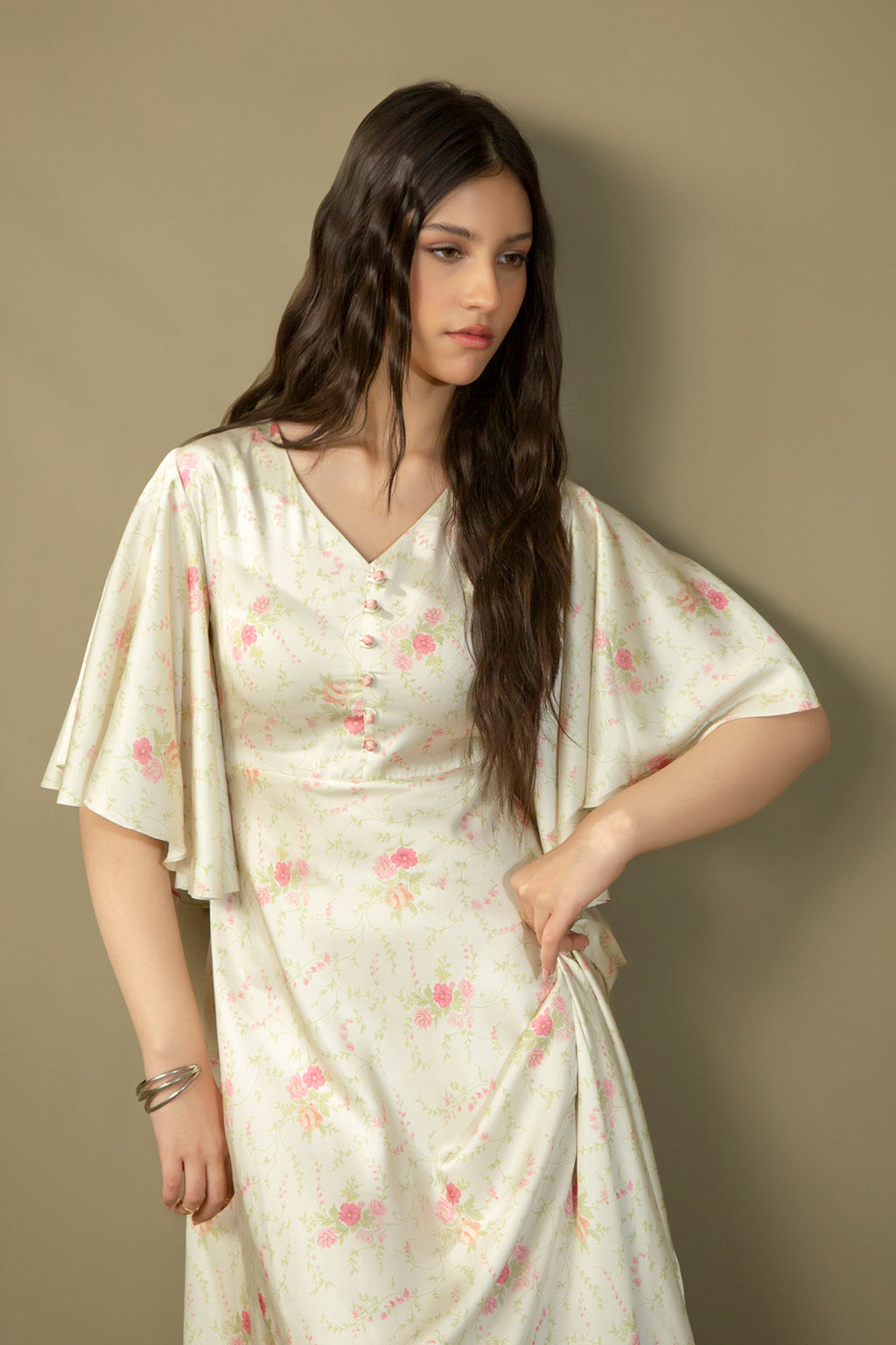 PRINTED SATIN SILK DRESS