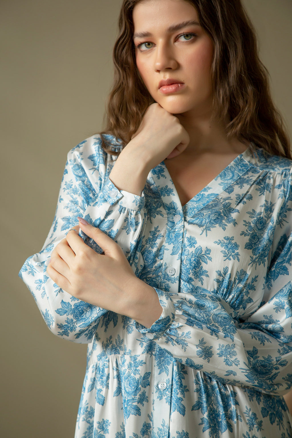 PRINTED SATIN SILK DRESS