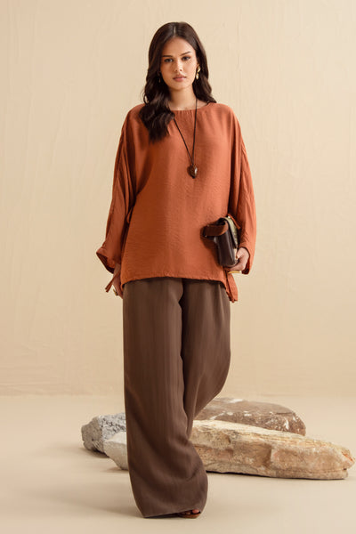 YARN DYED CREPE STITCHED TOP