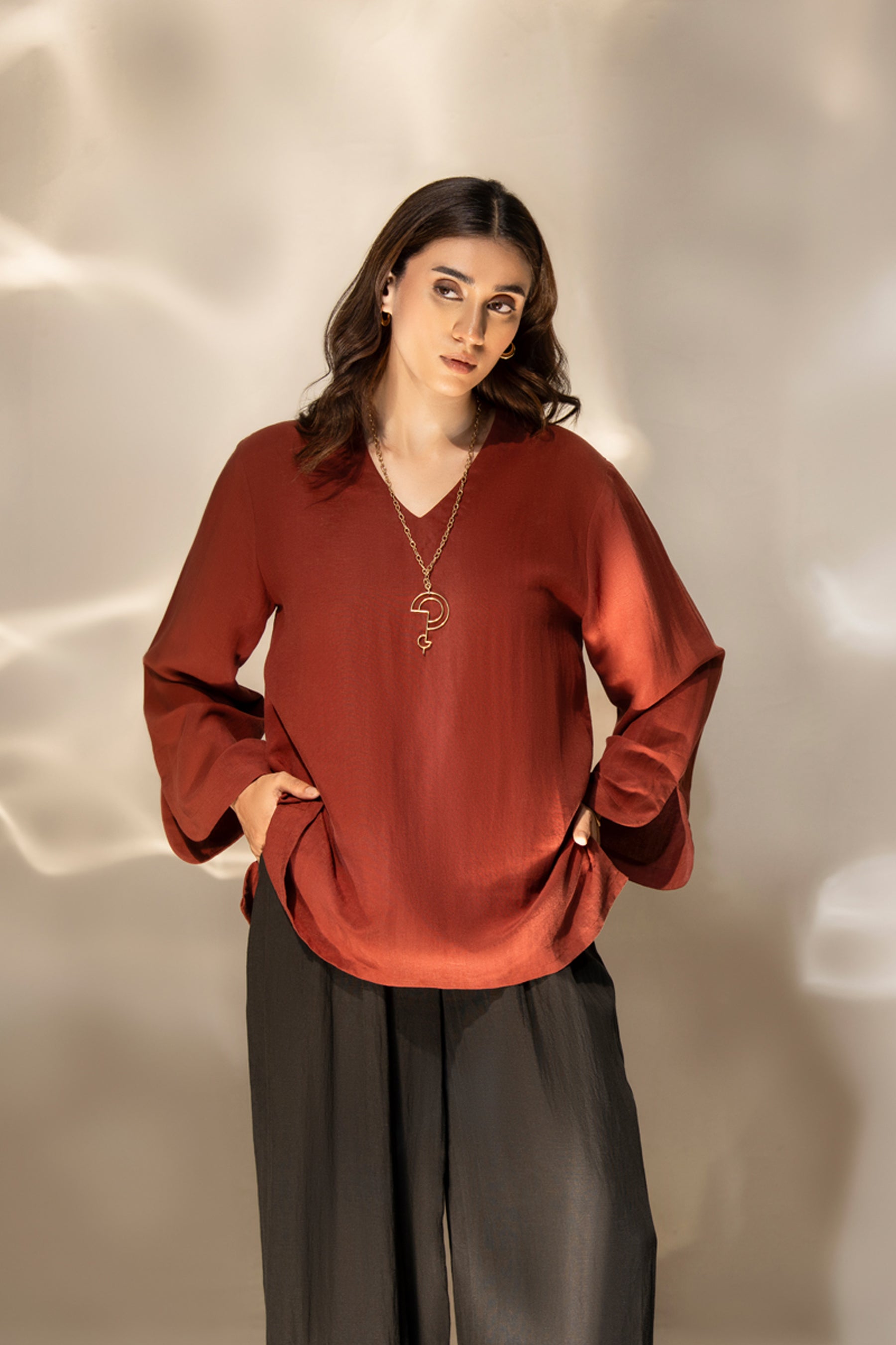 DYED TENCEL STITCHED TOP