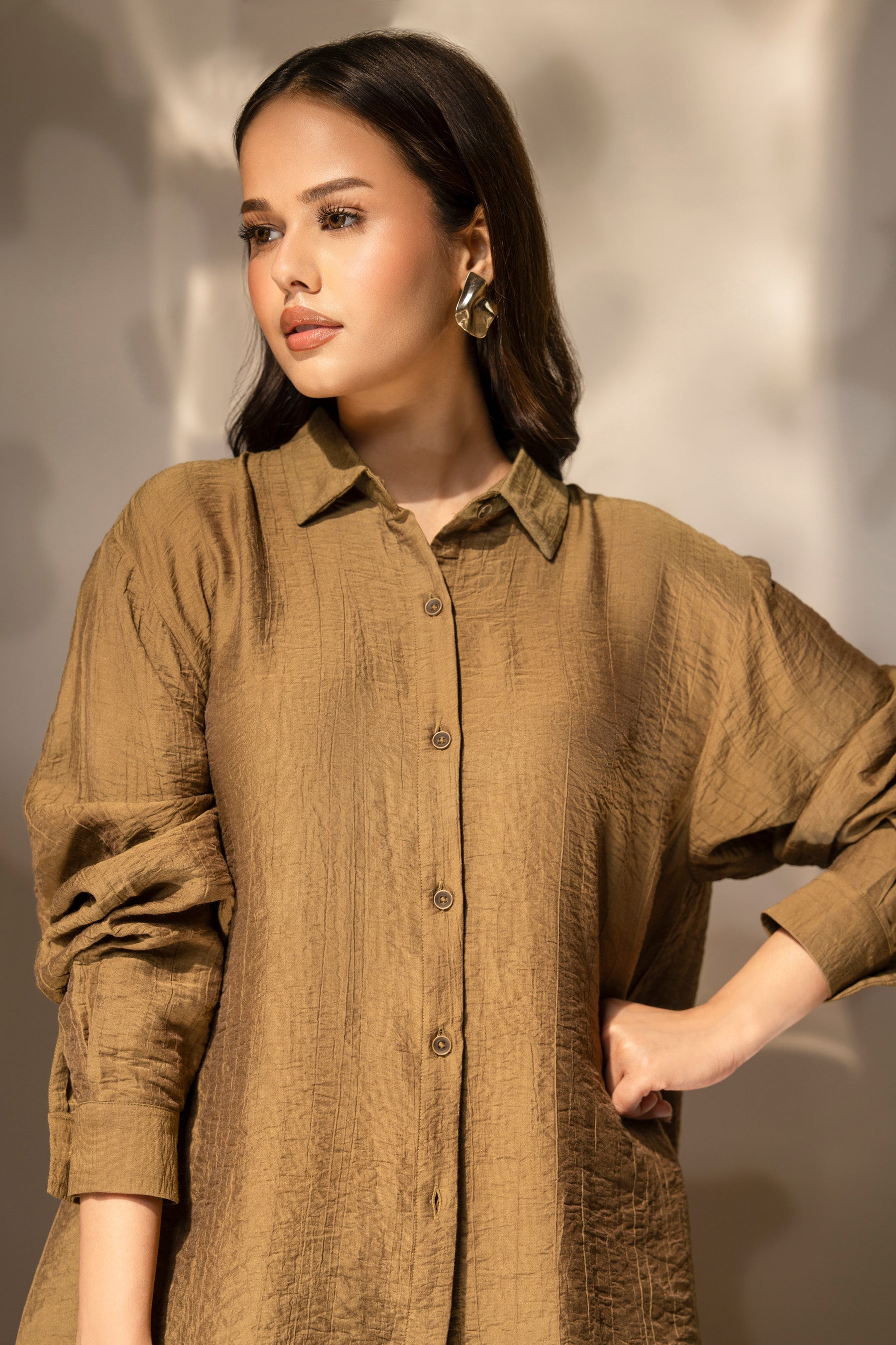 DYED LINEN STITCHED TOP