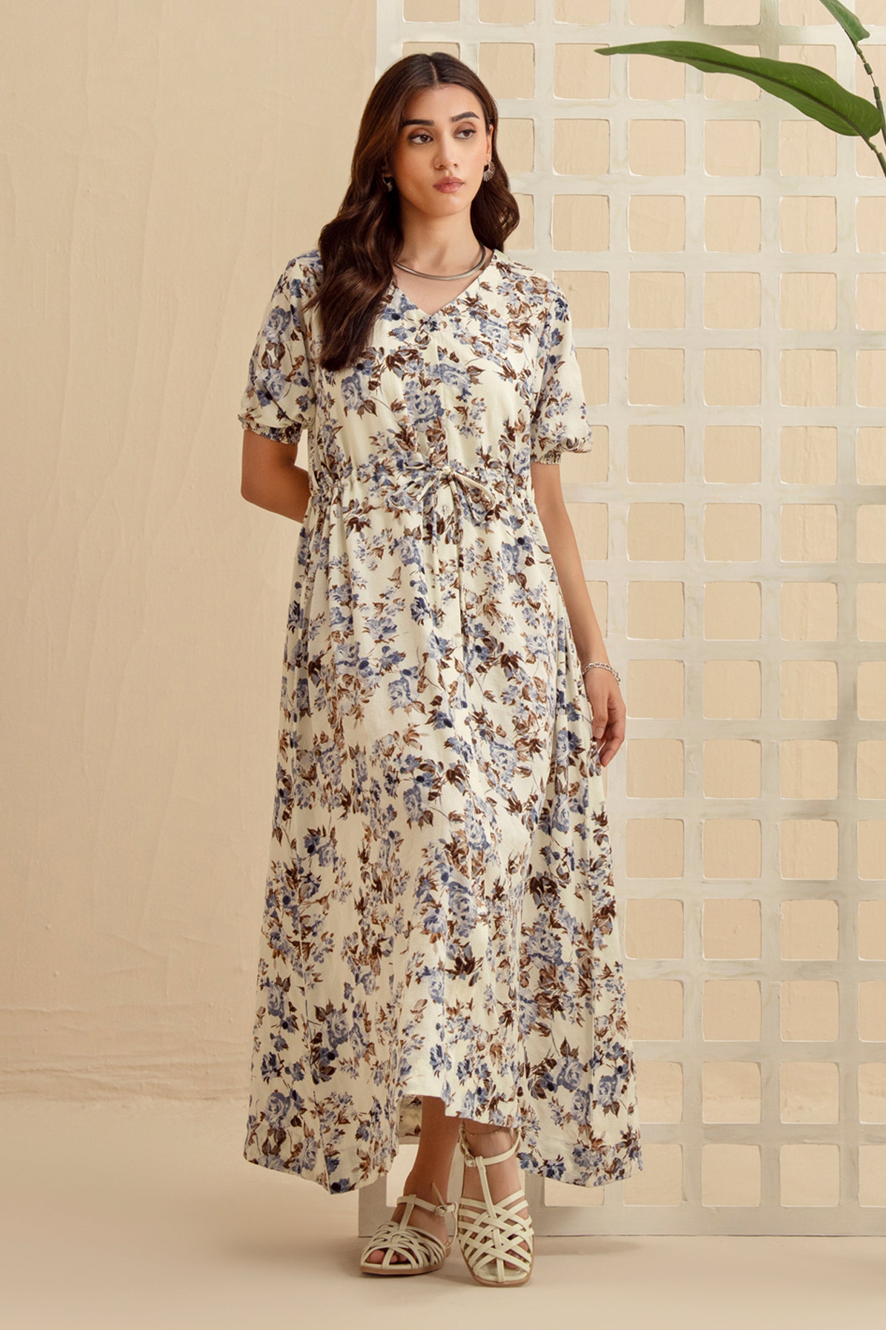 PRINTED CREPE STITCHED SHIRT