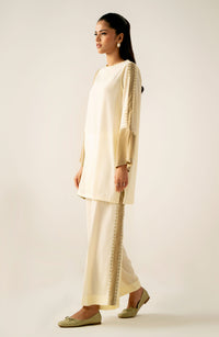 Zeen Western Silk Co-ord Set - Off White