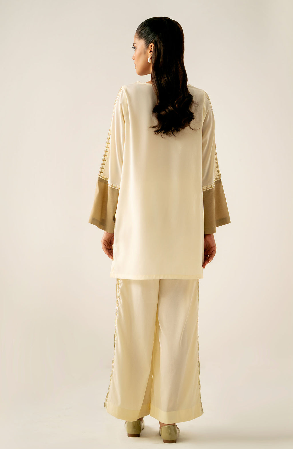 Zeen Western Silk Co-ord Set - Off White