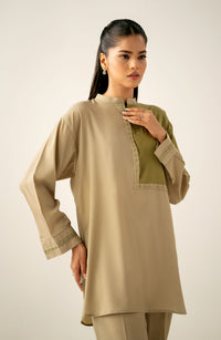 Zeen Western Silk Co-ord Set - Cream