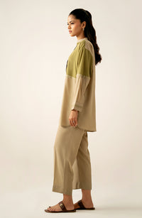 Zeen Western Silk Co-ord Set - Cream