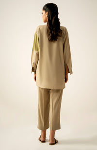 Zeen Western Silk Co-ord Set - Cream