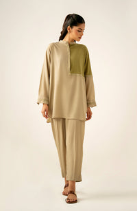 Zeen Western Silk Co-ord Set - Cream