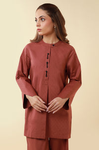 Zeen Western Dobby Co-ord Set - Brick Red