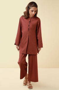 Zeen Western Dobby Co-ord Set - Brick Red