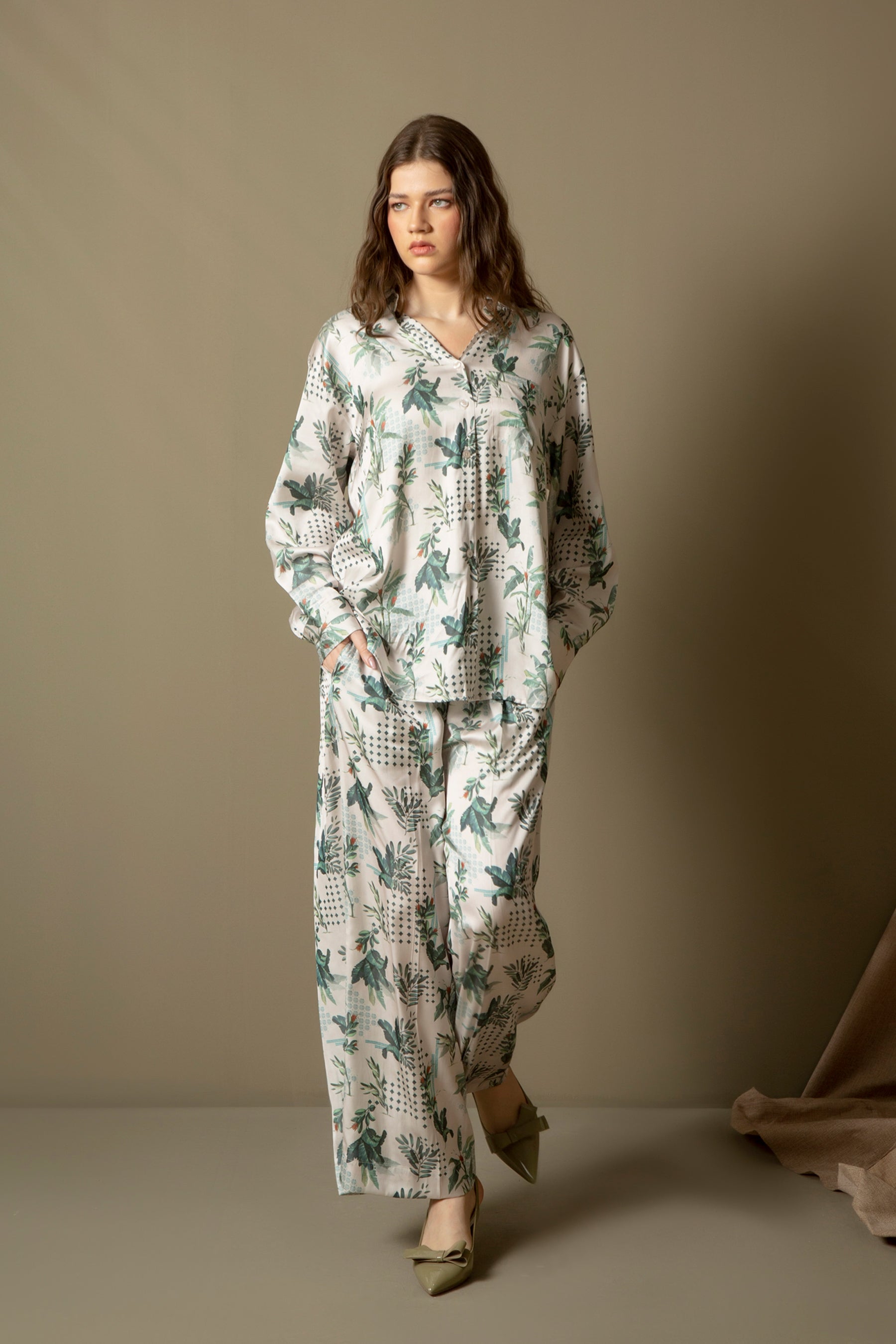 PRINTED SATIN SILK CO-ORD SET